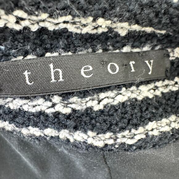 Theory Women Yasa Purpose Blazer Jacket Measures M Striped Zipper Textured Black - Picture 2 of 10